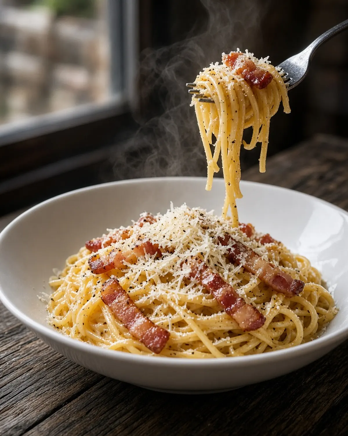Classic carbonara med revet Grana Padano